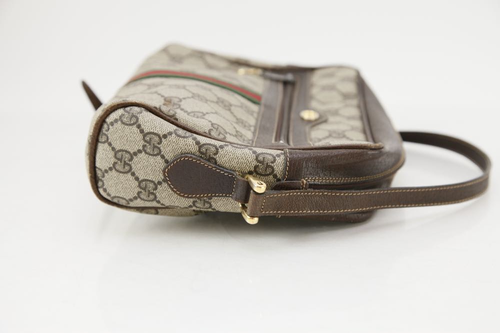 Vintage Gucci Brown Canvas Shoulder Bag and Wallet