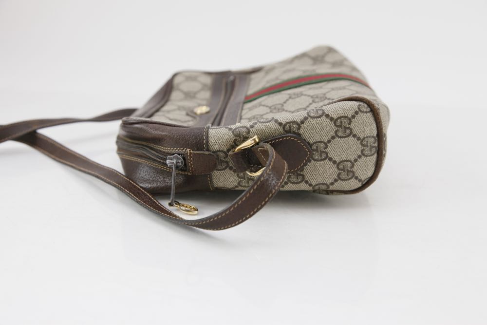 Vintage Gucci Brown Canvas Shoulder Bag and Wallet