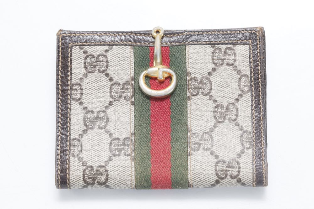 Vintage Gucci Brown Canvas Shoulder Bag and Wallet