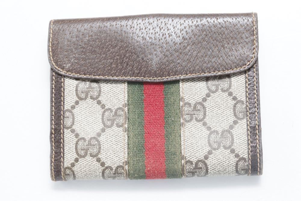 Vintage Gucci Brown Canvas Shoulder Bag and Wallet