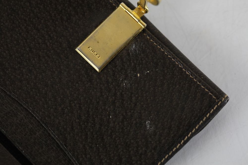 Vintage Gucci Brown Canvas Shoulder Bag and Wallet