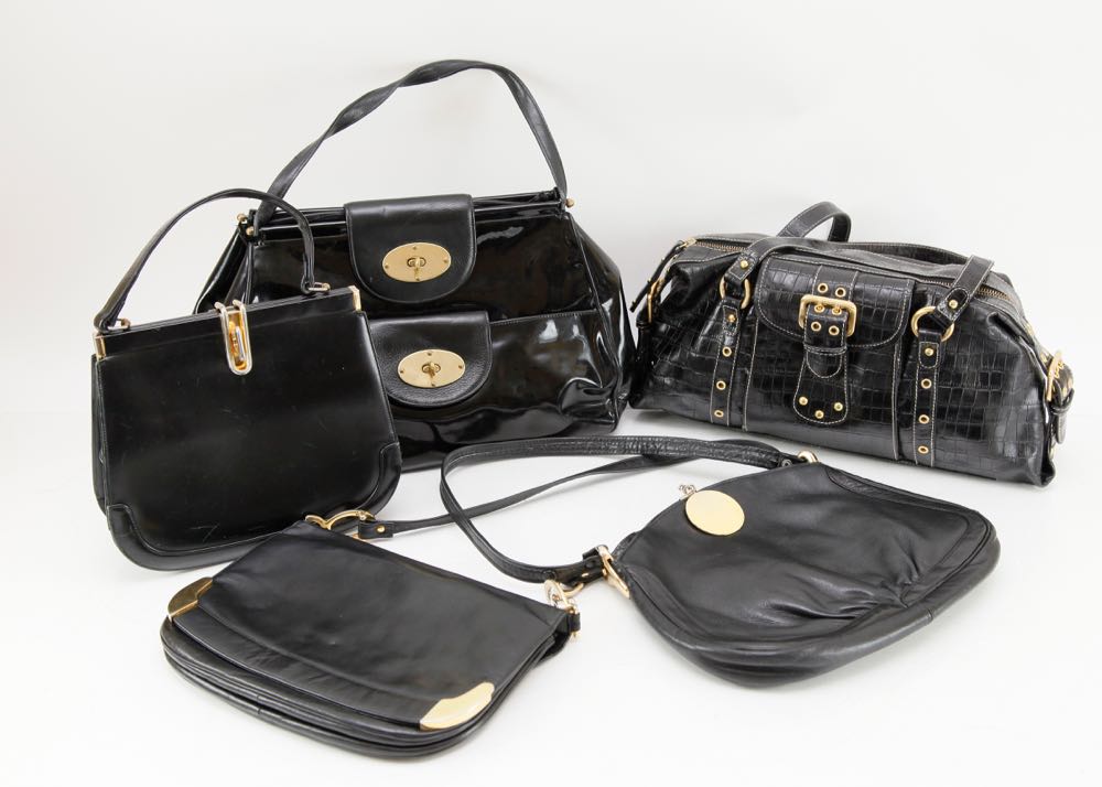 Vintage Collection of Black Purses and Handbags