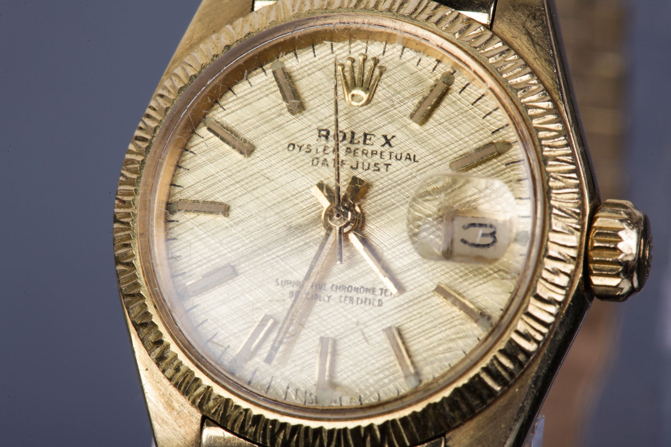 Ladies 18k Yellow Gold Oyster Perpetual Date Rolex Watch