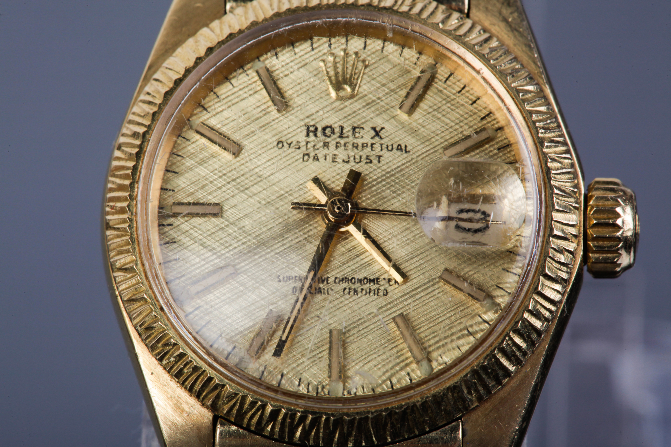 Ladies 18k Yellow Gold Oyster Perpetual Date Rolex Watch