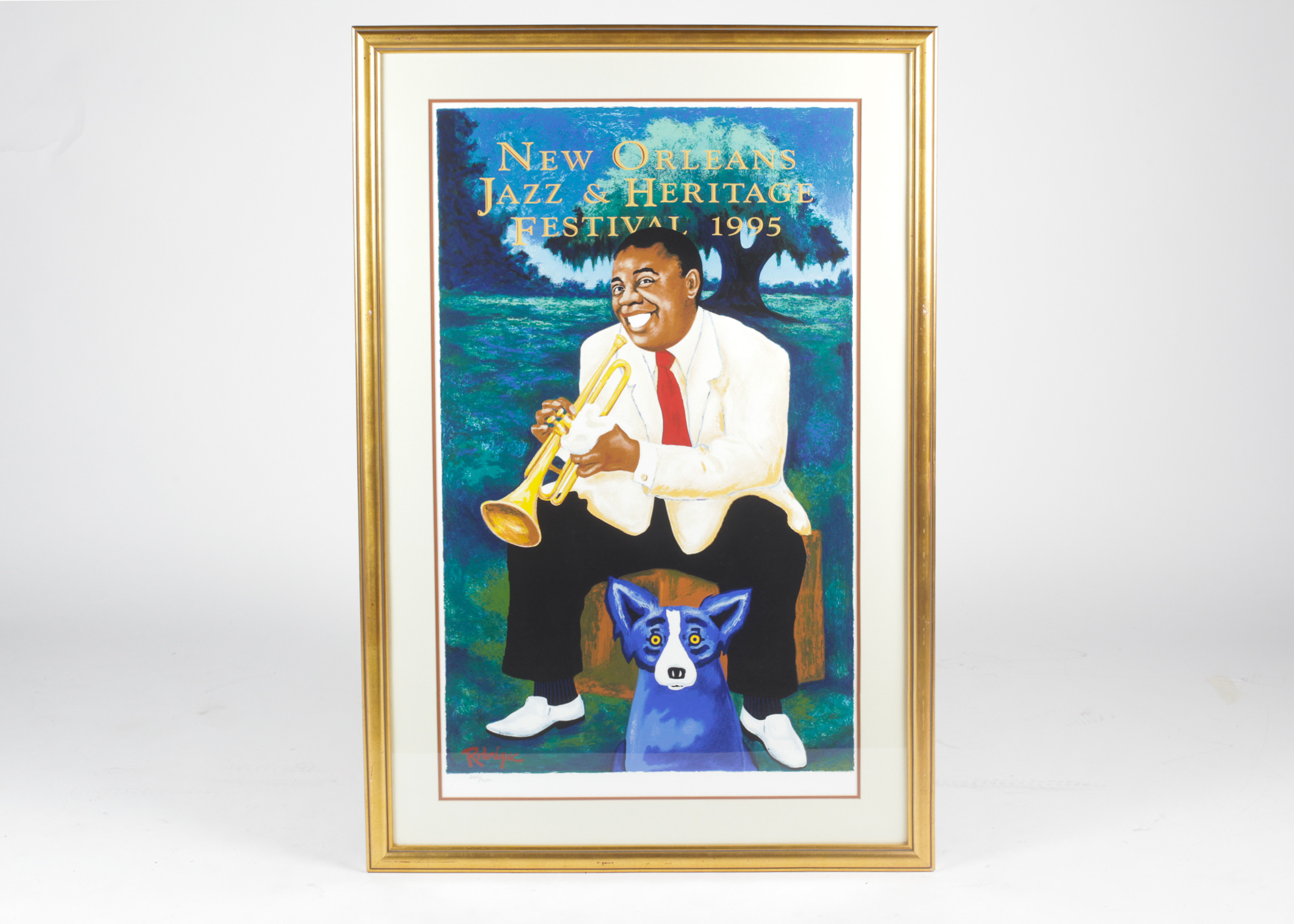 Signed George Rodrigue 1995 New Orleans Jazz Festival Poster