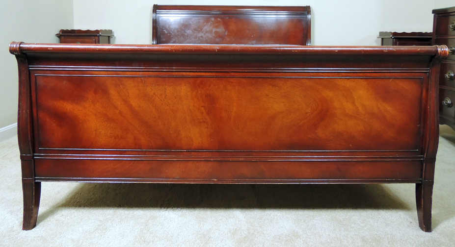 Drexel Mahogany Double Sleigh Bed with Mattress and Boxspring