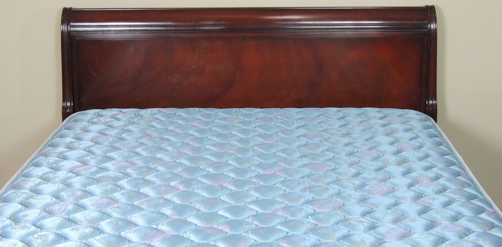 Drexel Mahogany Double Sleigh Bed with Mattress and Boxspring