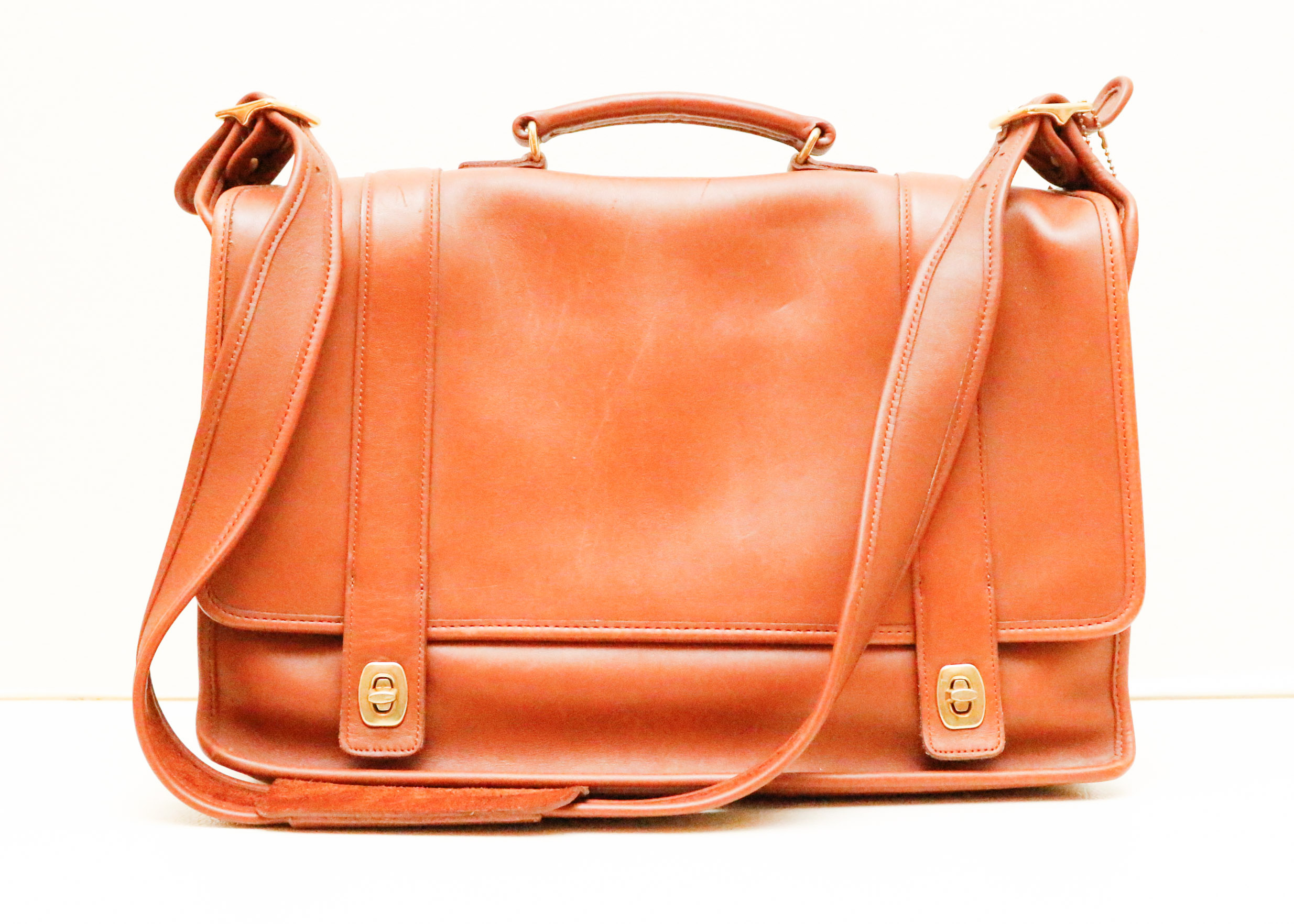 Vintage Coach Essex Tan Leather Briefcase