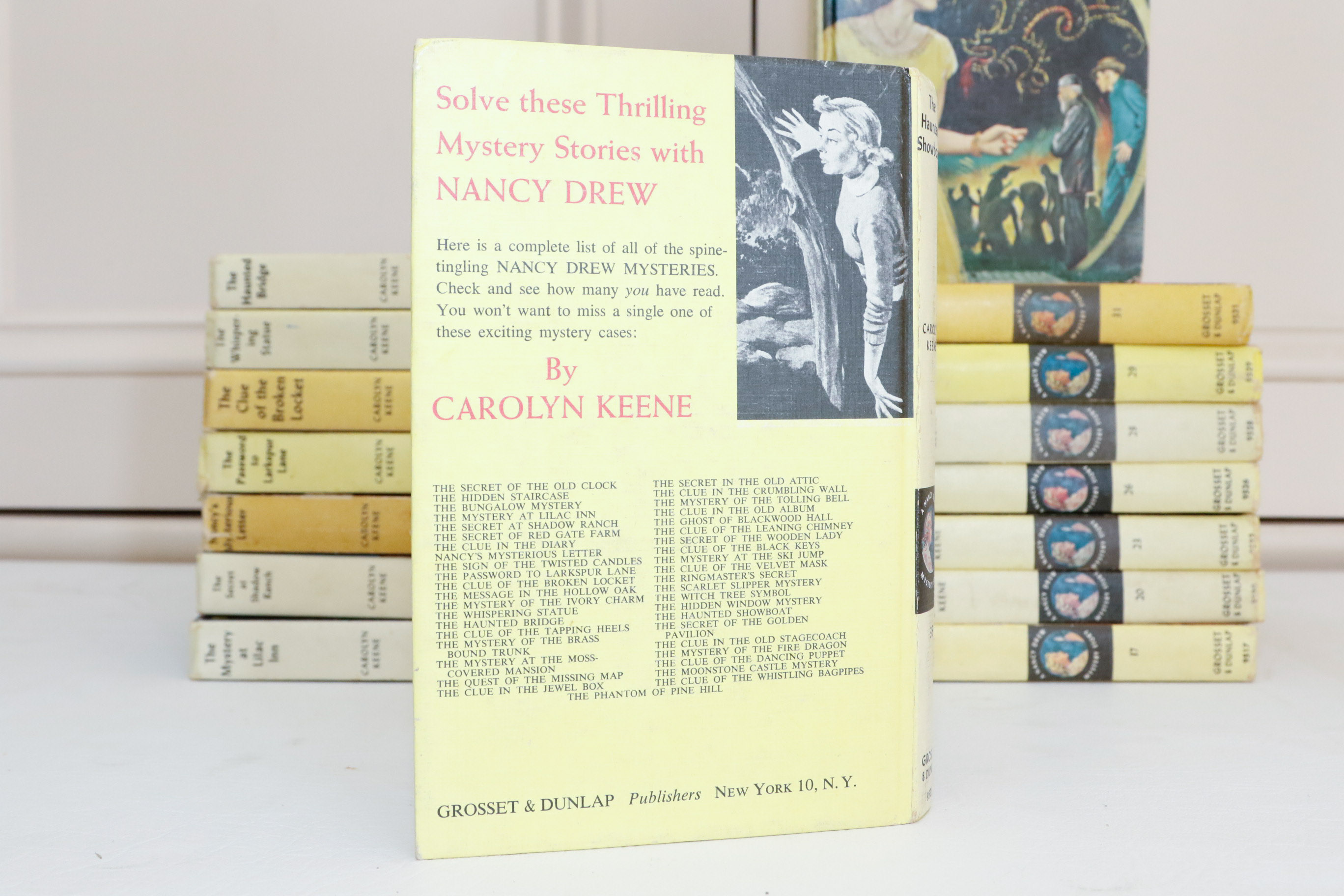 16 Yellow Spine Nancy Drew Books With Picture Covers