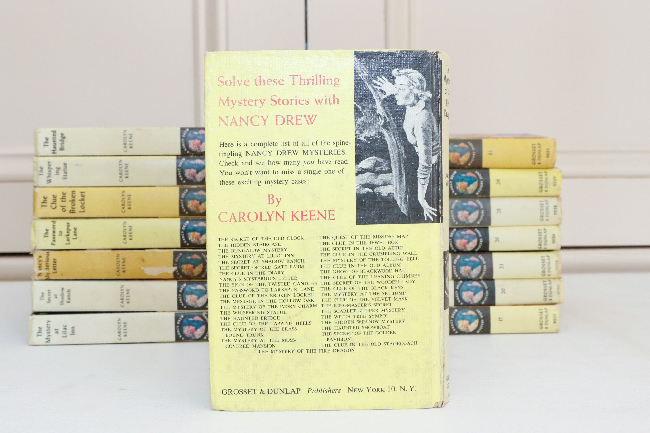 16 Yellow Spine Nancy Drew Books With Picture Covers