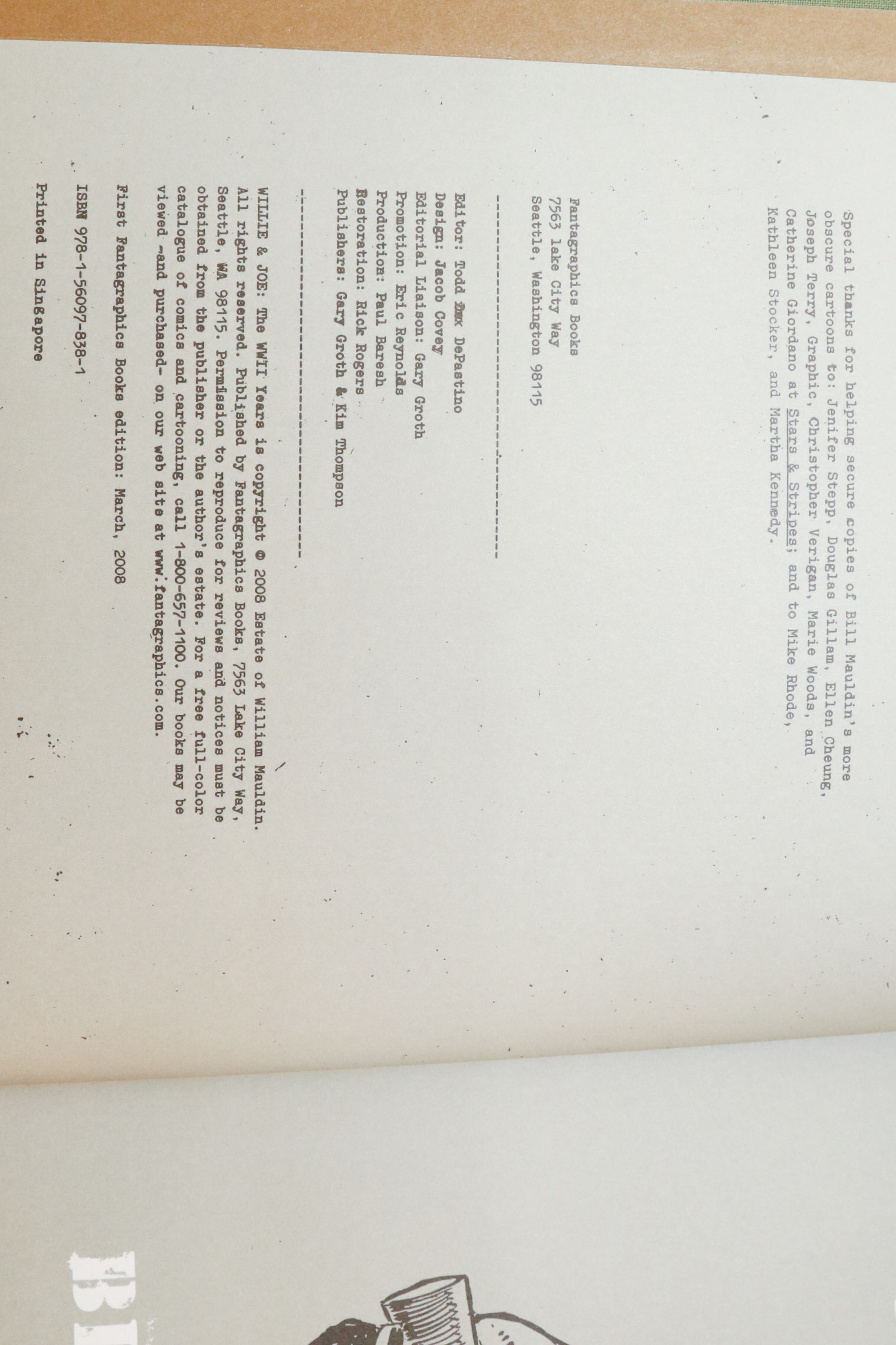 "Willie & Joe:  The WWII Years" By Bill Mauldin