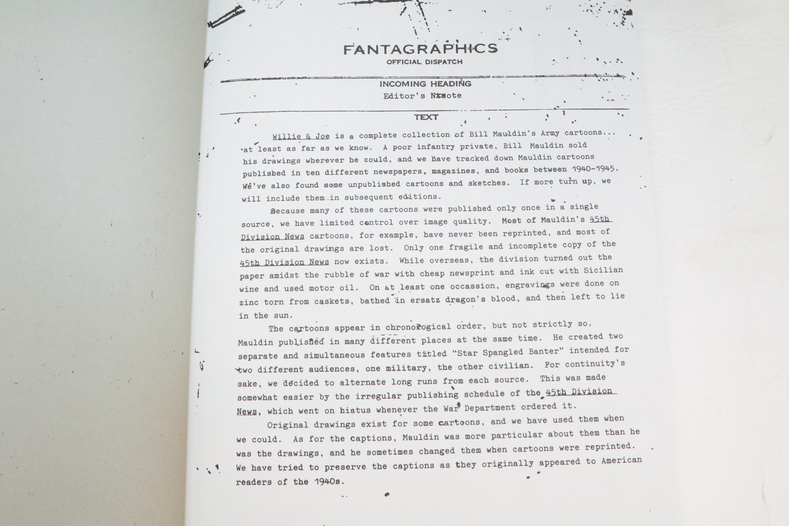 "Willie & Joe:  The WWII Years" By Bill Mauldin