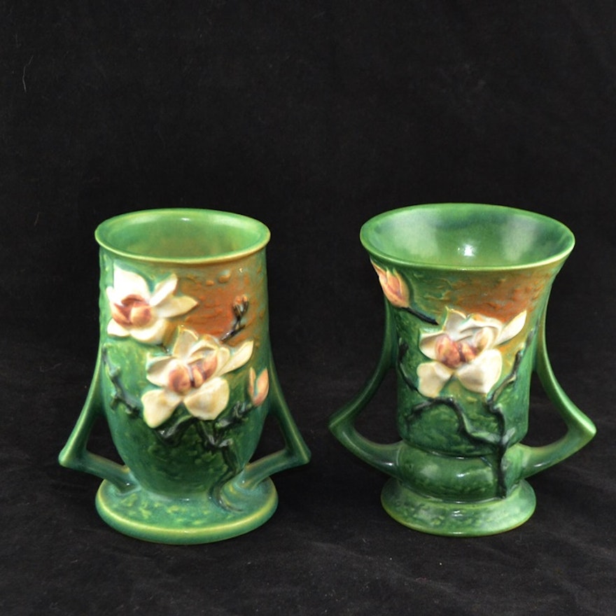 Two Roseville Pottery Magnolia Vases