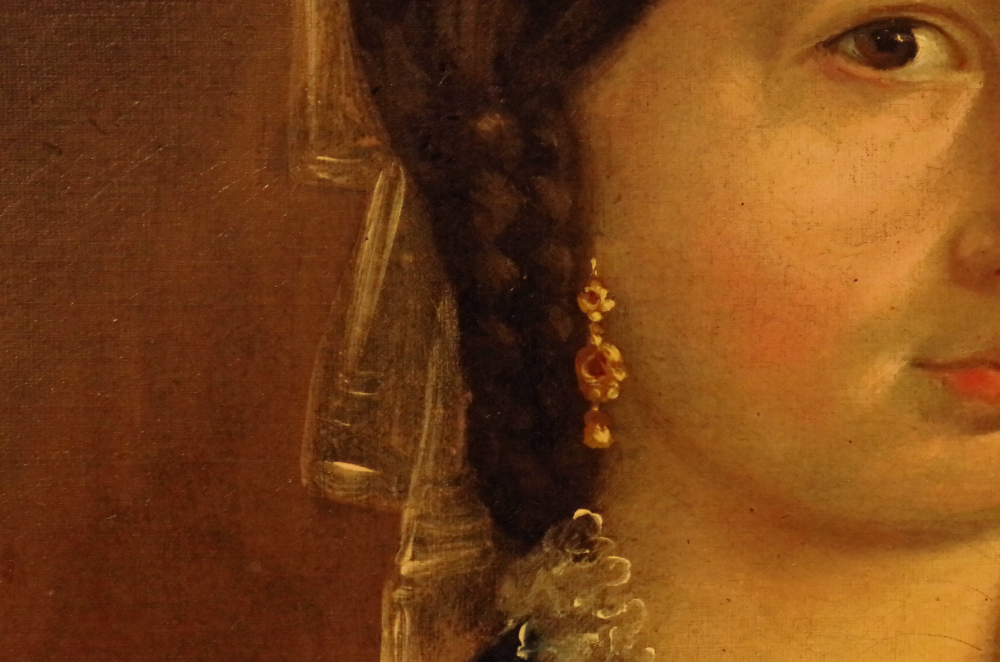 19c Primitive Folk Art Oil Painting Portrait Group of Children