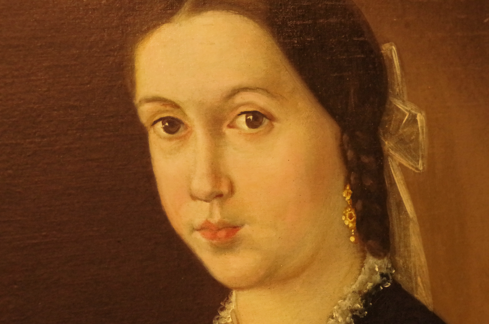 19c Primitive Folk Art Oil Painting Portrait Group of Children