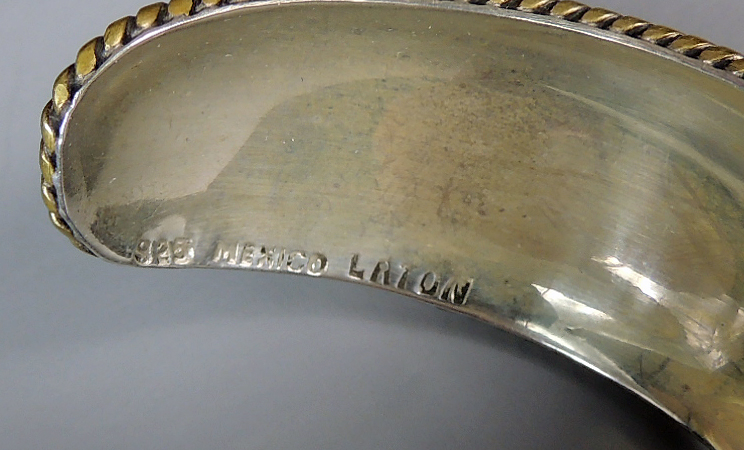 Laton Silver and Brass Earrings Cuff Bracelet Set