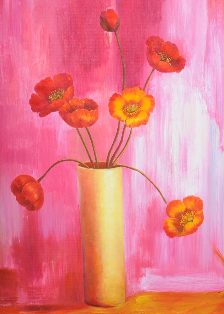 Rodrigo Original Acrylic Poppy Flower Painting
