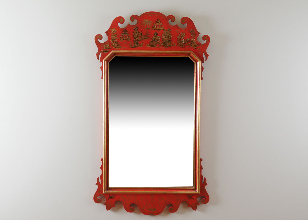 Chippendale Oriental Style Wood Mirror