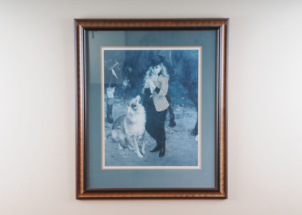 Framed Print of Girl and Dog