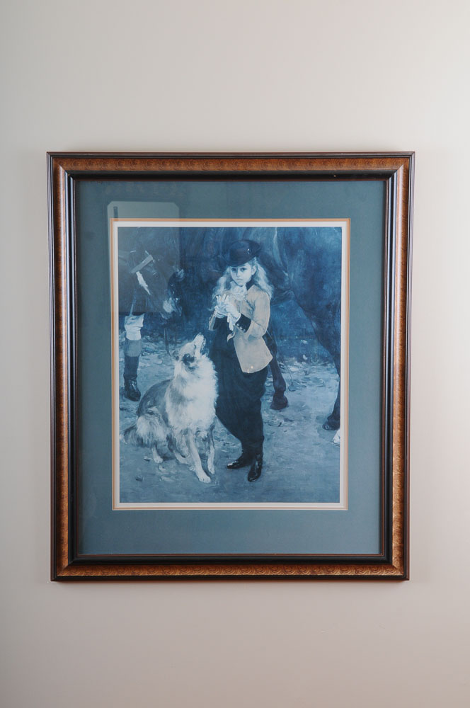 Framed Print of Girl and Dog