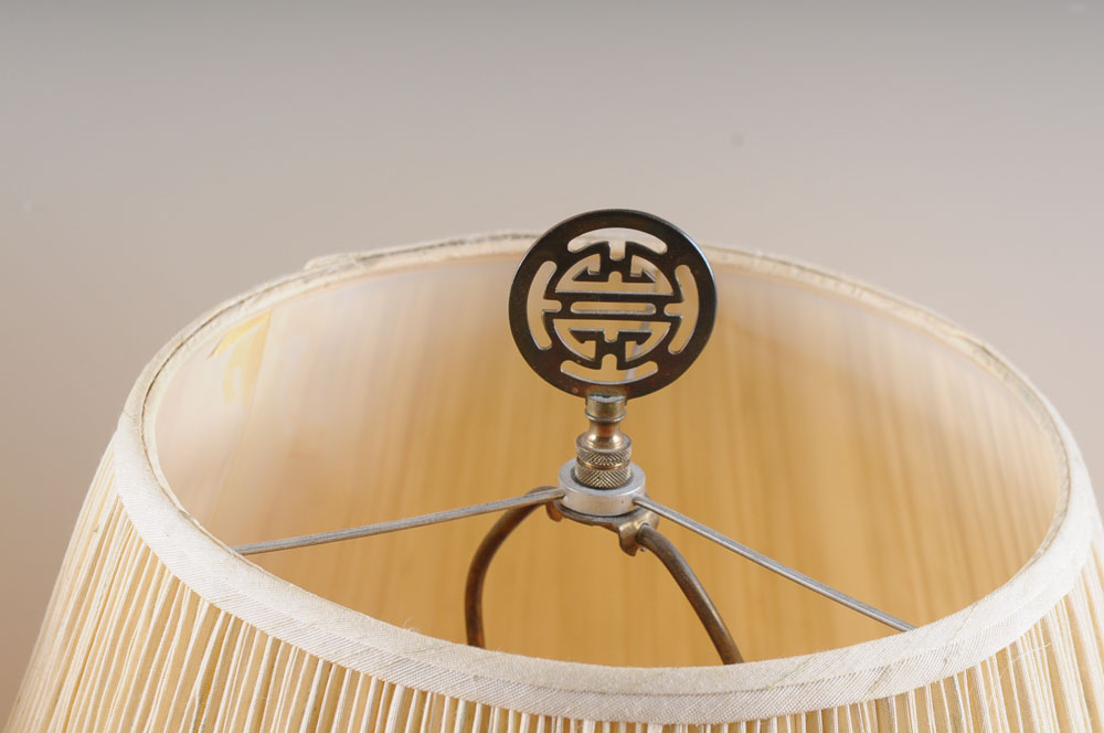 Pair of Brass Lamps and Faux Plant