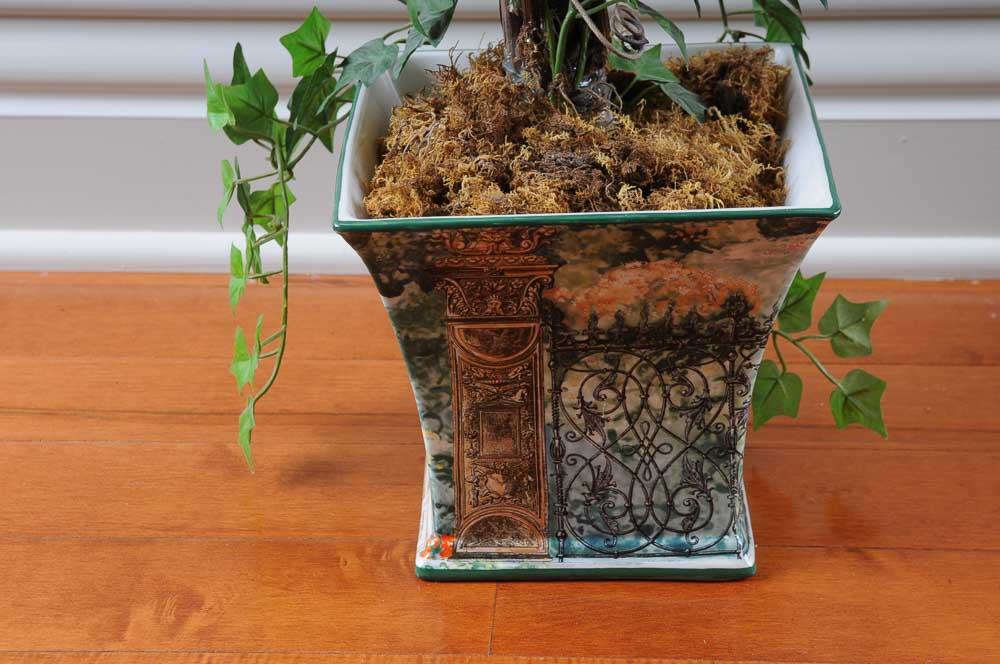 Faux Topiary and Glass Potpourri Bowl