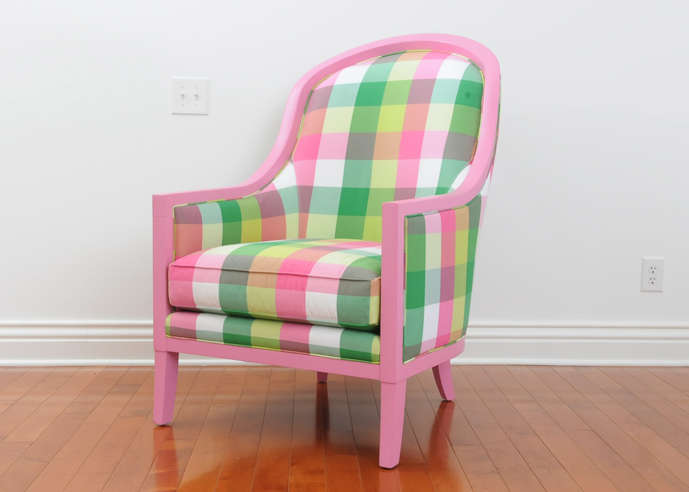 Bergère Style Upholstered Armchair