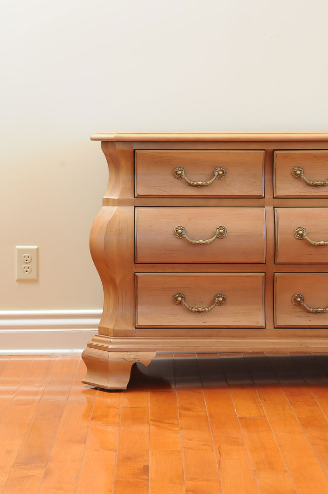 Ornate Full-Size White Oak Dresser