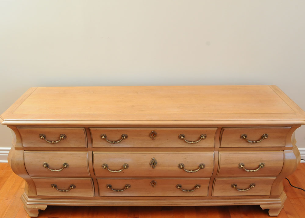 Ornate Full-Size White Oak Dresser