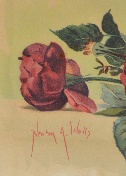 Chromolithograph of Roses By Newton Wells
