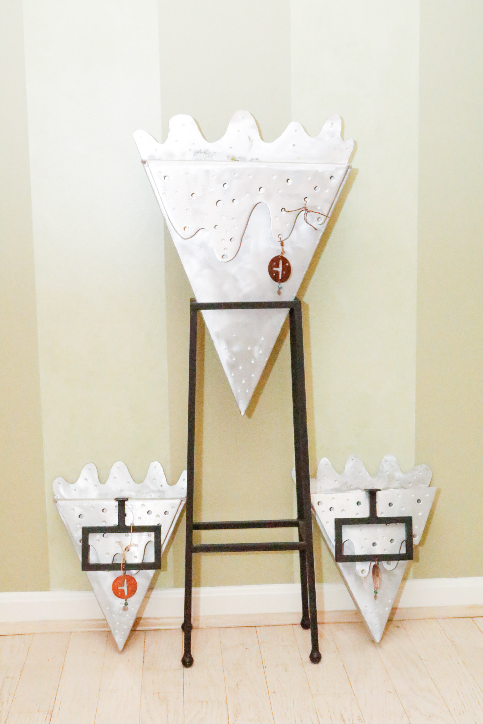 Abstract Metal Vase and Sconce Set by Edward Casagrande