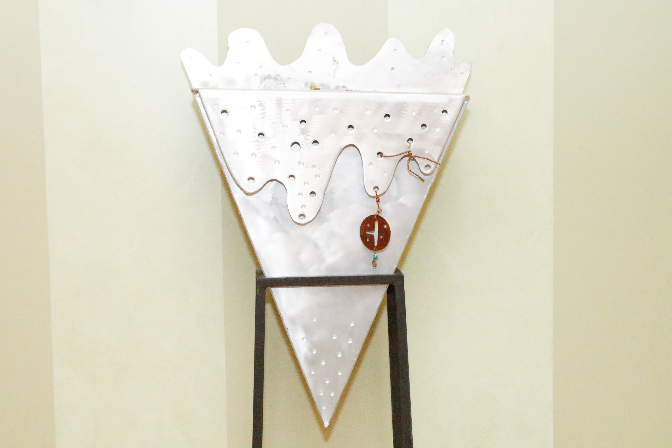 Abstract Metal Vase and Sconce Set by Edward Casagrande