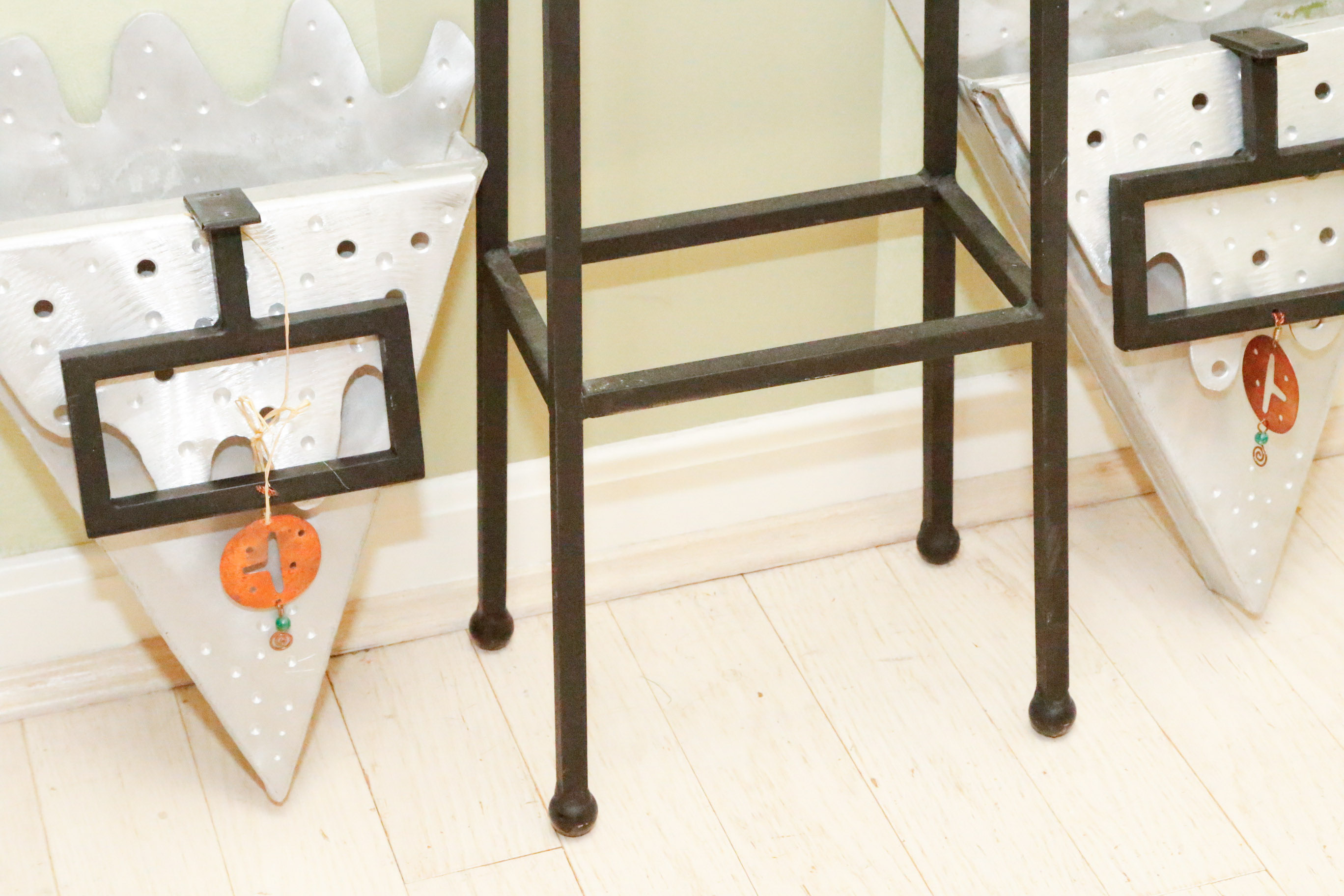 Abstract Metal Vase and Sconce Set by Edward Casagrande