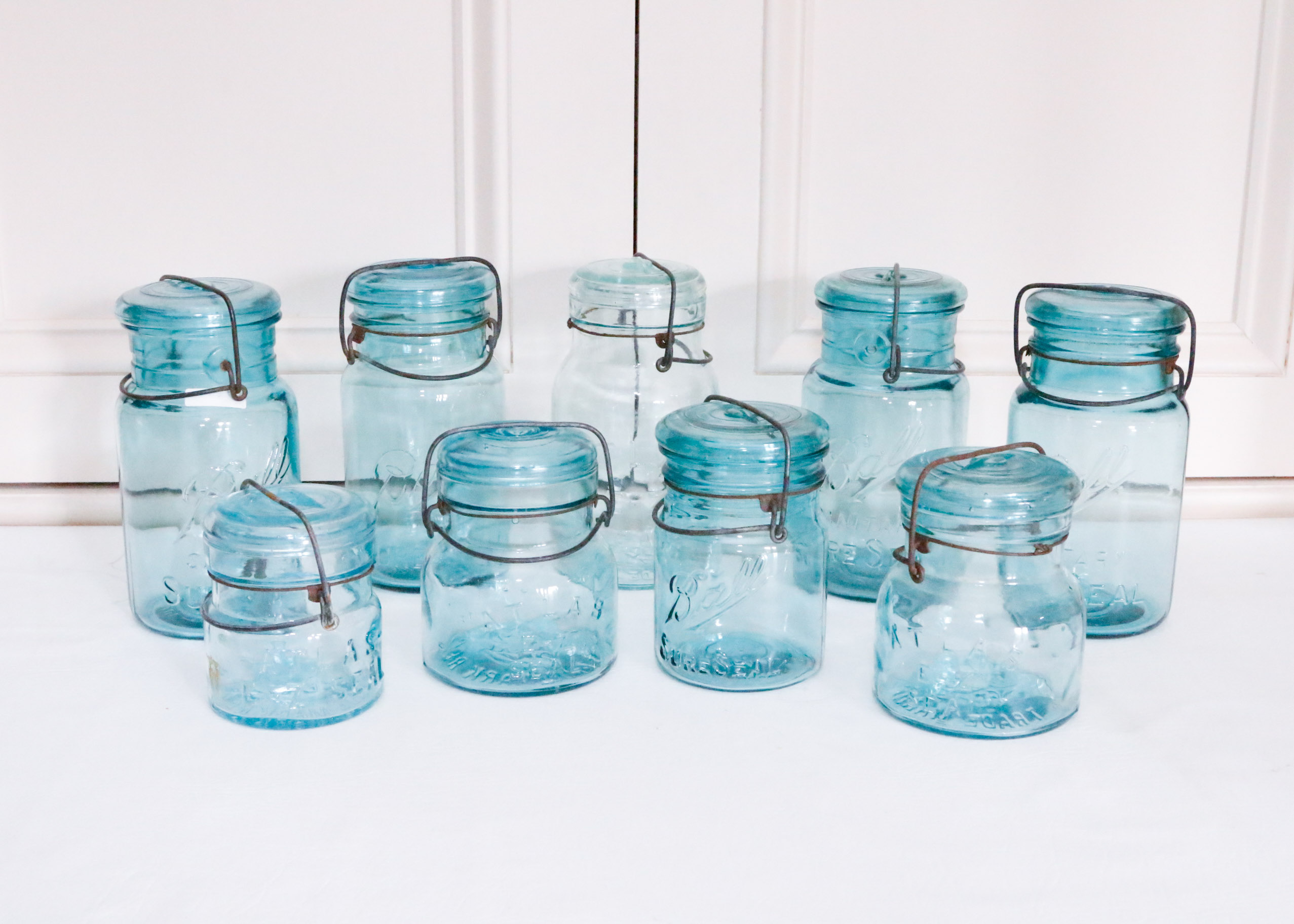 Collection of Nine Vintage Ball and Atlas Mason Jars