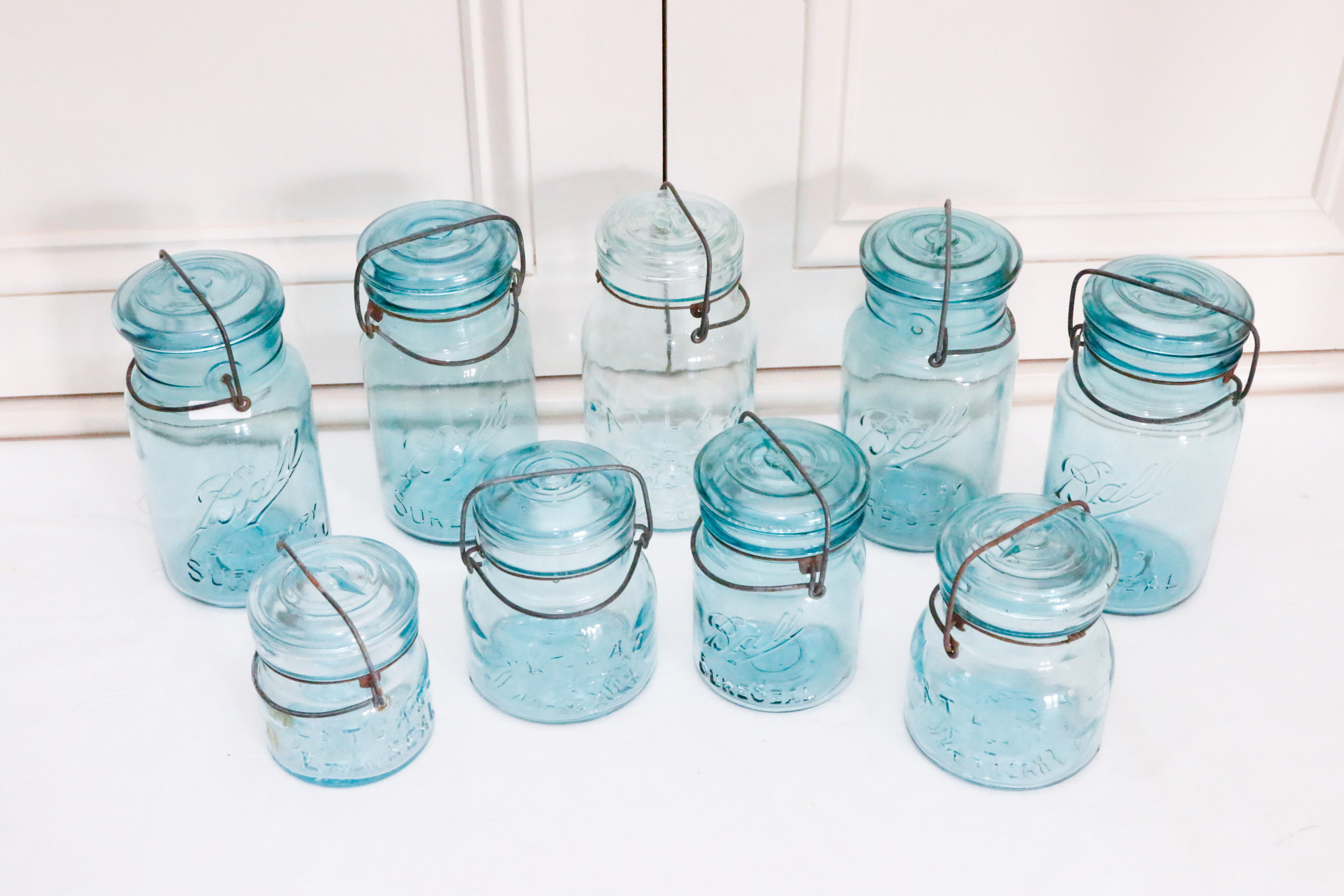 Collection of Nine Vintage Ball and Atlas Mason Jars