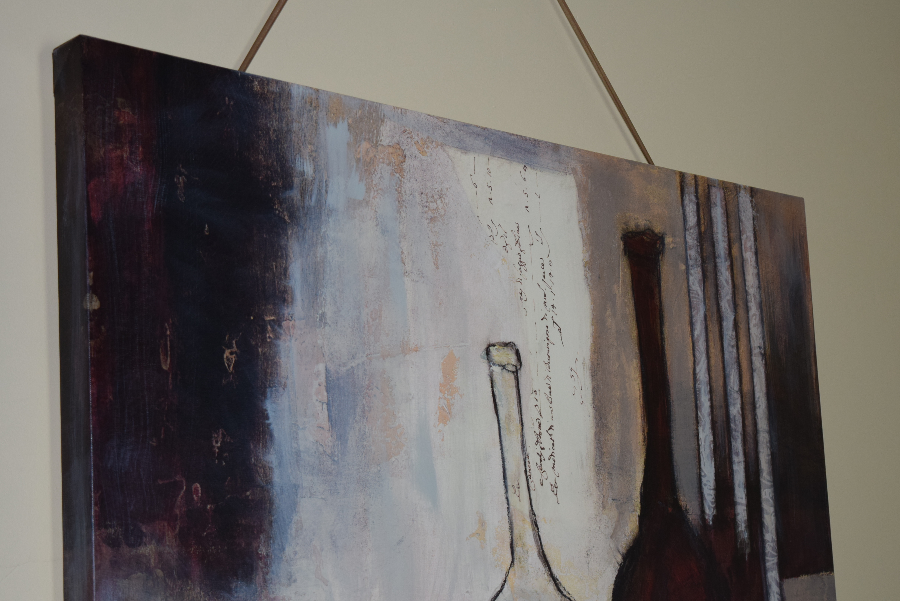 Giclee Print of Abstract Wine Bottles on Canvas