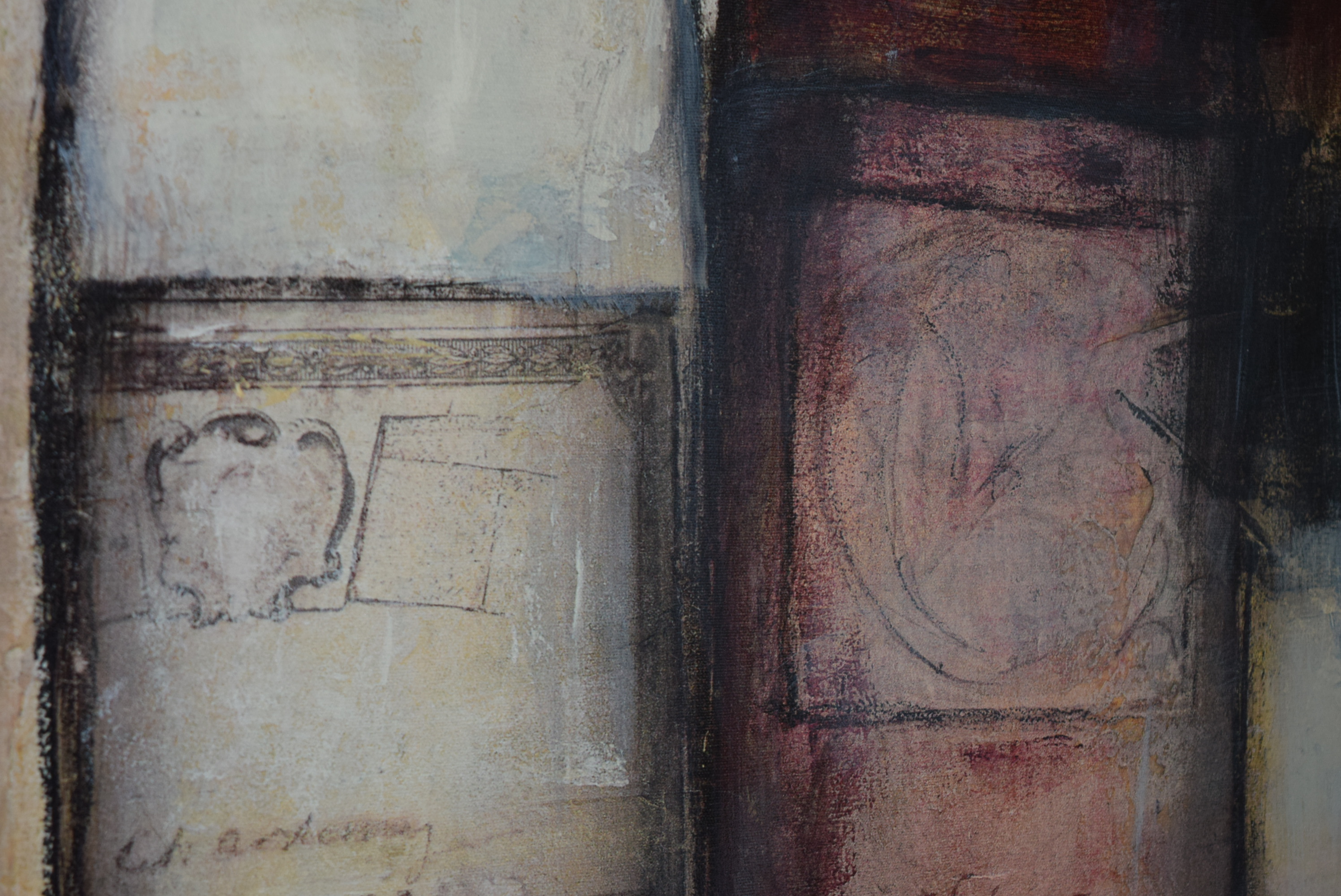 Giclee Print of Abstract Wine Bottles on Canvas