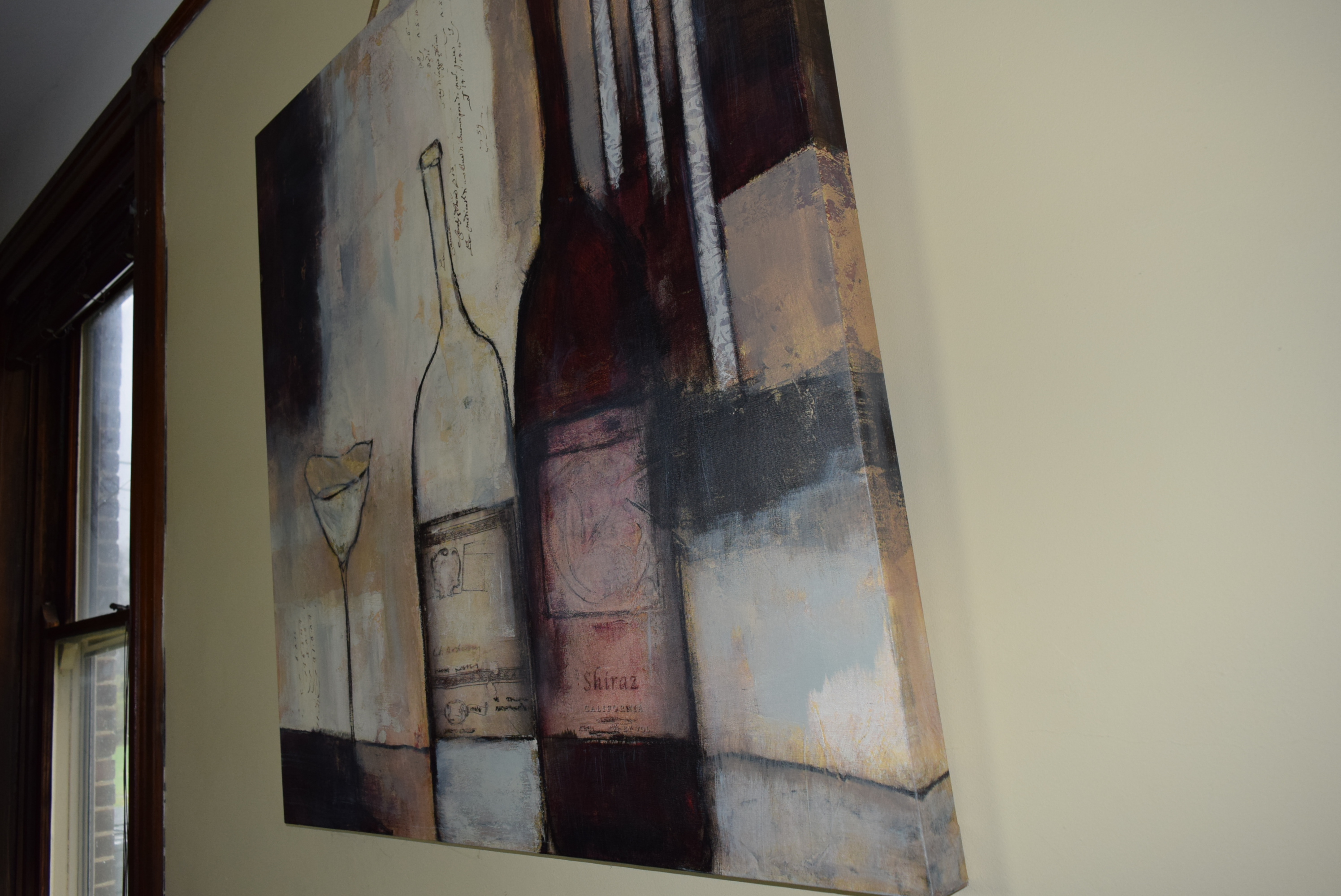 Giclee Print of Abstract Wine Bottles on Canvas