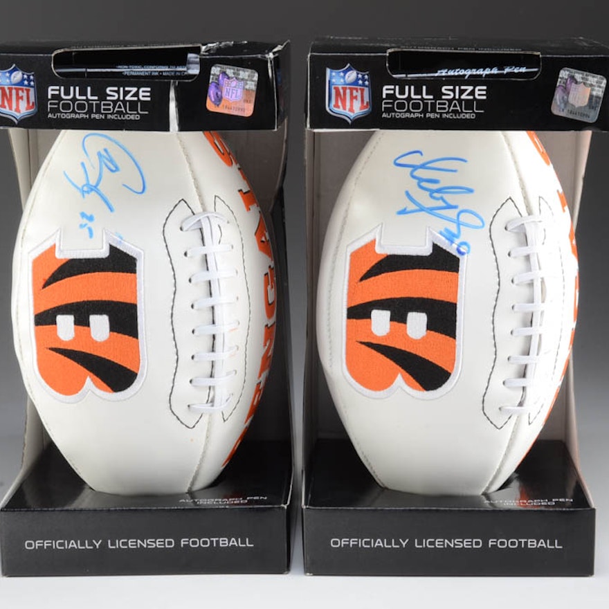 Woods and Bernard Signed Footballs