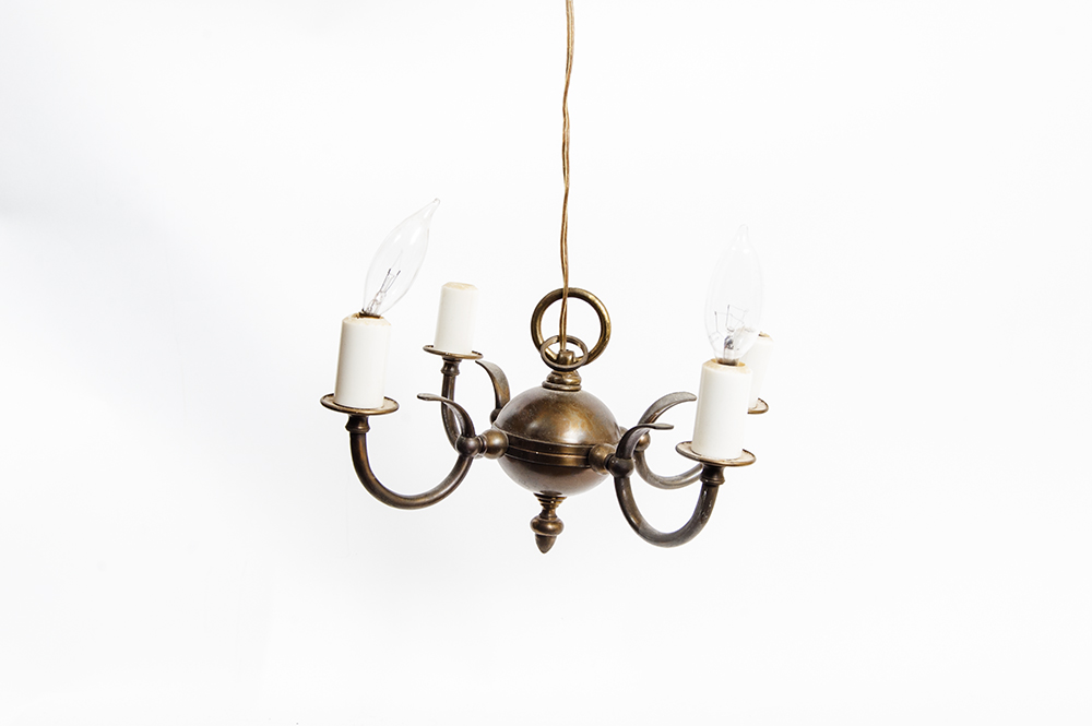 Small Vintage Brass Candelabra Chandelier