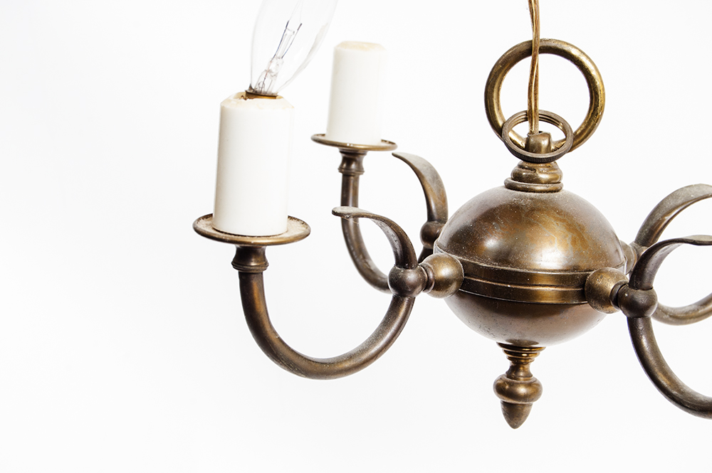 Small Vintage Brass Candelabra Chandelier