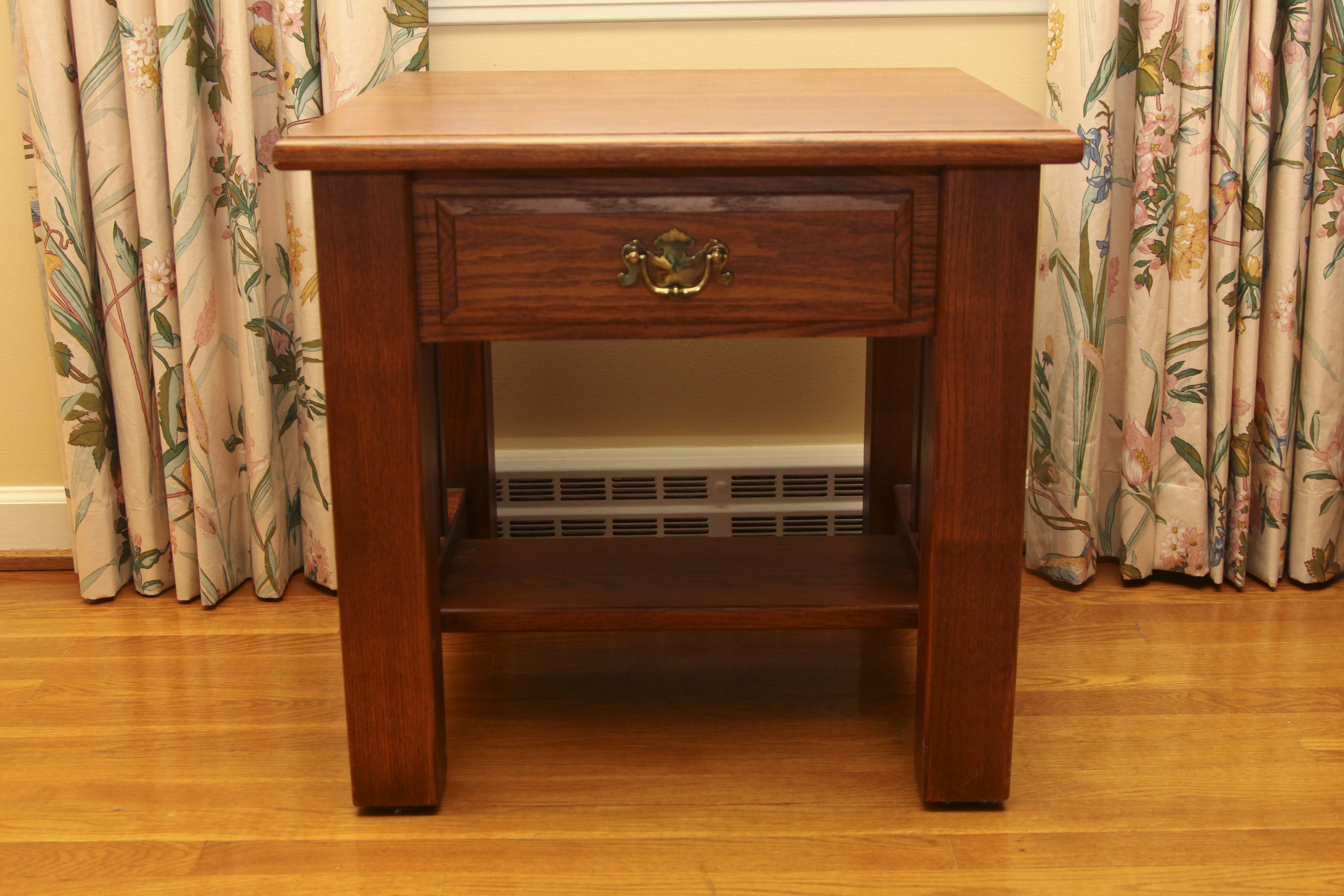 Custom-Made Solid Oak Mission-Style End Table