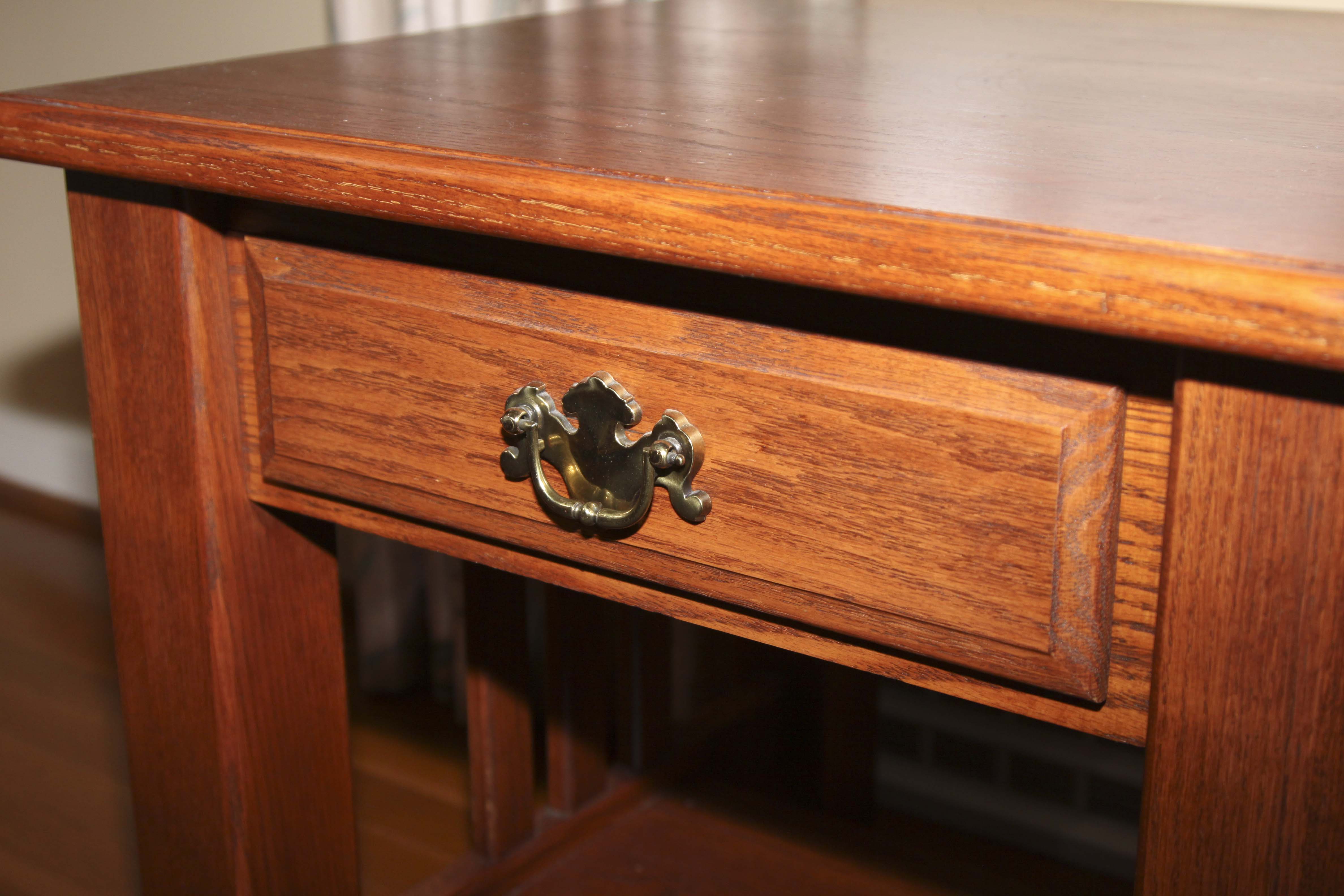 Custom-Made Solid Oak Mission-Style End Table