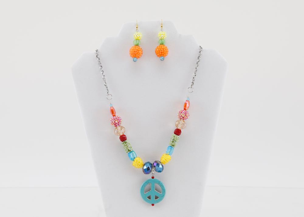 Peace Necklace and Earrings Set