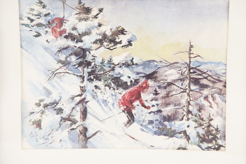 Vintage Cecile Johnson Ski Lithograph