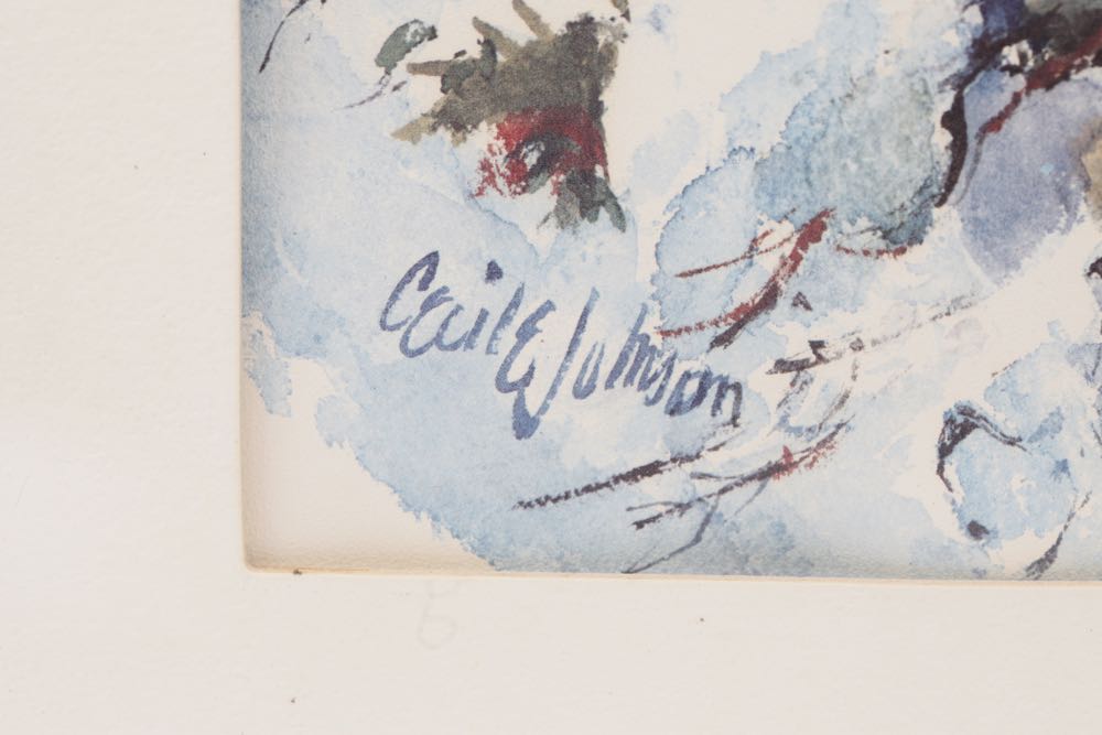 Vintage Cecile Johnson Ski Lithograph