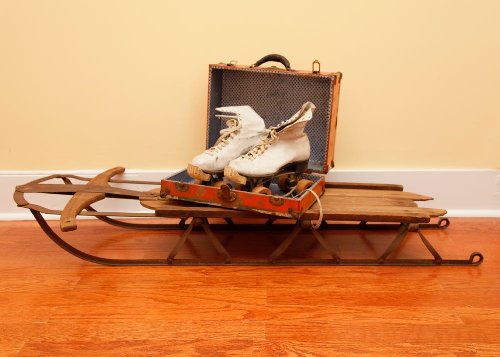 Vintage Hyde Women's Rollerskates and Sled