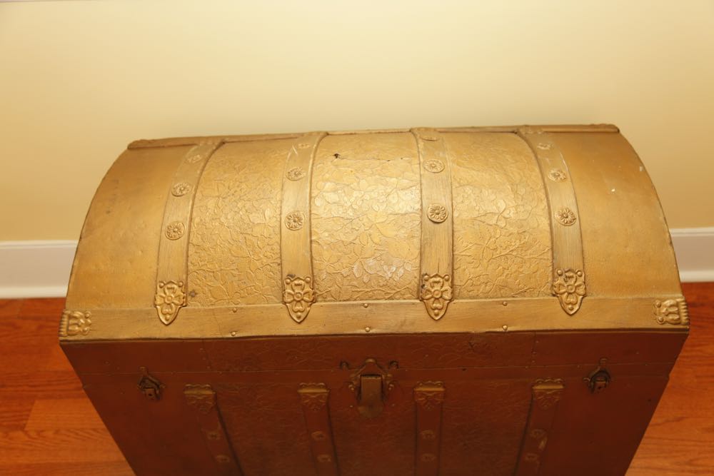 Gold Camelback Metal Trunk