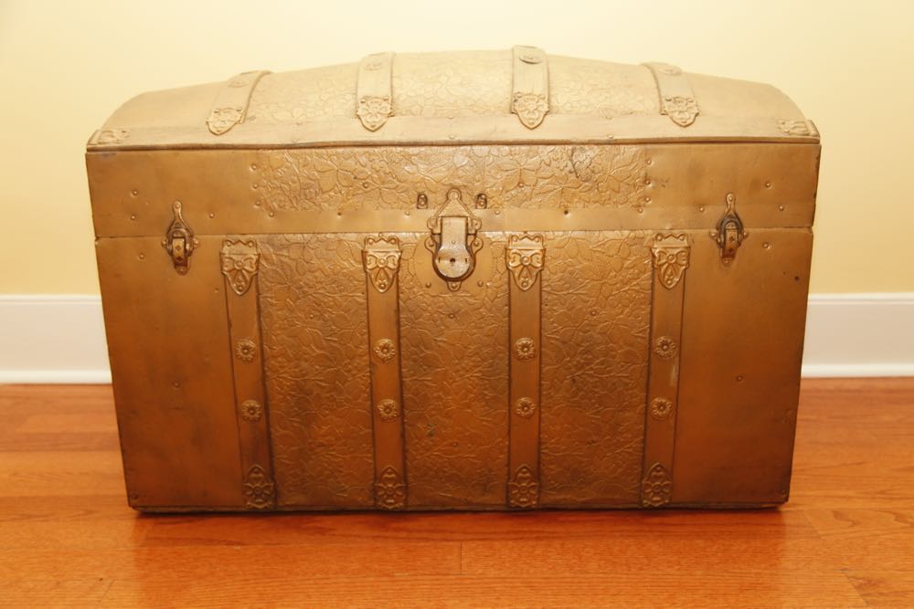 Gold Camelback Metal Trunk
