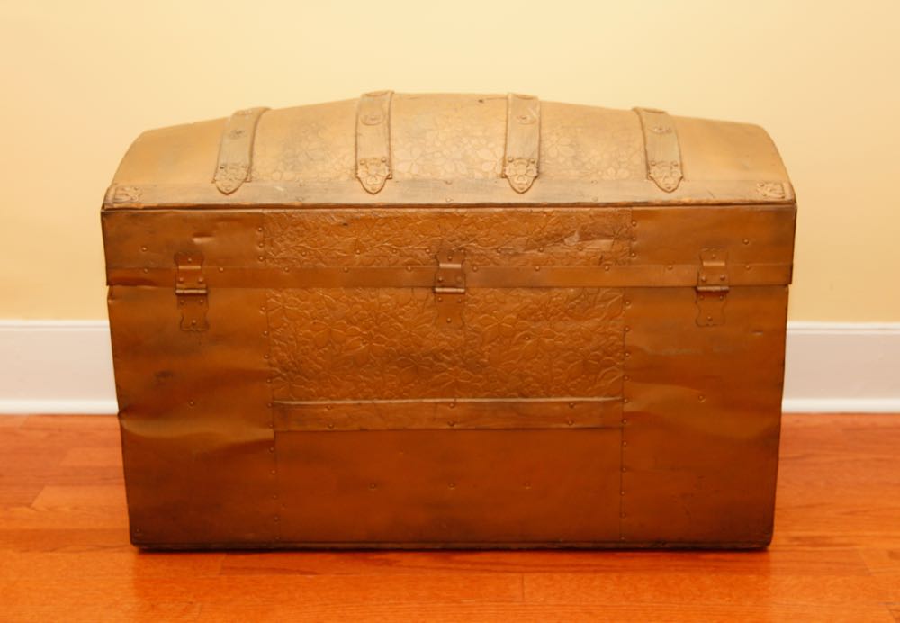Gold Camelback Metal Trunk